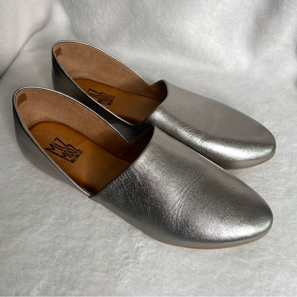 Miz Mooz Metallic Silver Slip-On Flats